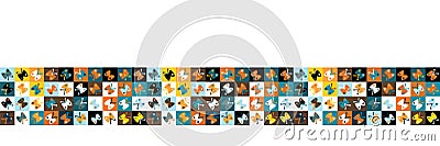 Funky butterfly mosaic vector seamless border pattern. Hand drawn playfull birdies colorful banner background. Trendy Vector Illustration