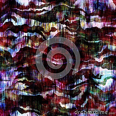 Funky camouflage space dyed style texture material. Seamless colorful boho batik pattern. Mottled modern tie dye fashion Stock Photo