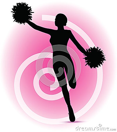 Funky cheerleader silhouette Cartoon Illustration