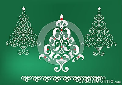 Funky Christmas trees Vector Illustration