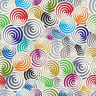 Funky circles retro style seamless pattern. Vector Illustration