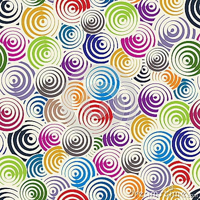 Funky circles retro style seamless pattern. Vector Illustration