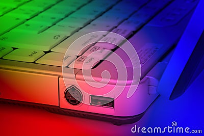 Funky colored laptop detail Stock Photo