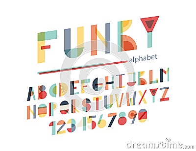 Funky colorful alphabet. Vector Illustration