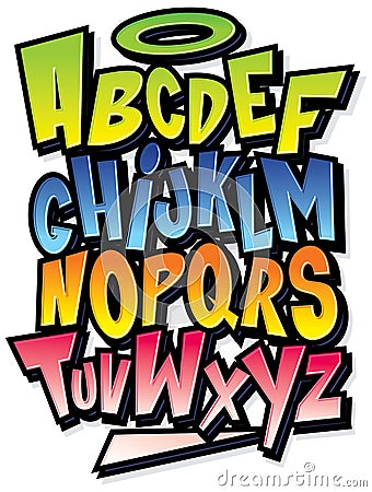 Funky colorful cartoon font type alphabet Vector Illustration