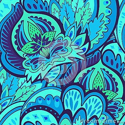 Funky colorful seamless psychedelic pattern for design and decoration. Vector Illustration