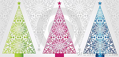 Funky and Elegant Christmas trees Vector Illustration