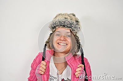 Funky girl with a funny hat Stock Photo