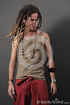 Funky guy with dreadlocks Stock Photo