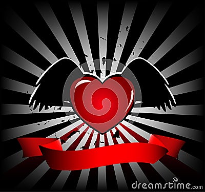 Funky heart banner Vector Illustration