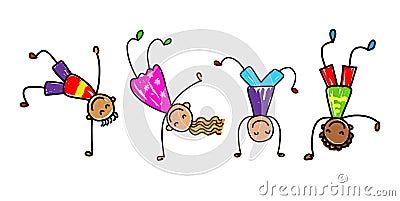 Funky kids.Cartoon kids vector illustration. Vector Illustration