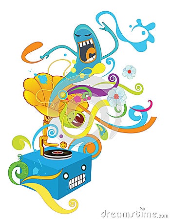 Funky phonograph Vector Illustration