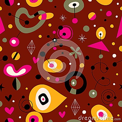 Funky retro style fifties sixties abstract art seamless pattern Vector Illustration