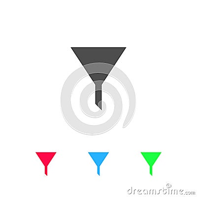 Funnel filter icon flat Cartoon Illustration