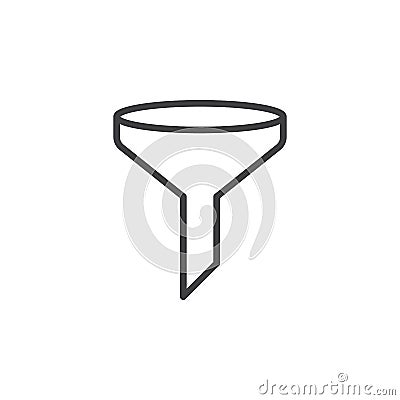 Funnel, filter line icon, outline vector sign, linear style pictogram isolated on white Vector Illustration