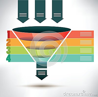 Funnel flow chart template Vector Illustration