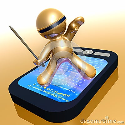 Funny 3d icon with pda gadget Cartoon Illustration