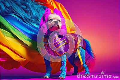 Funny abstract colorful fahion pet dog animal model Stock Photo