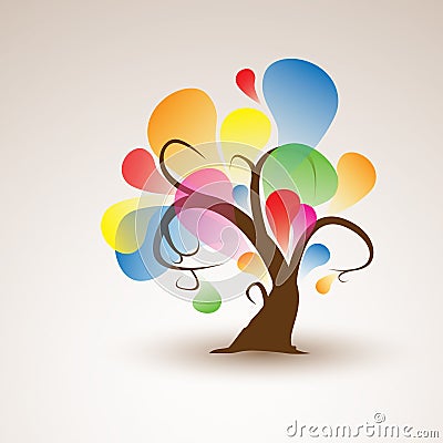 Funny Abstract Tree Sticker Wall Decal for your design Vector Illustration