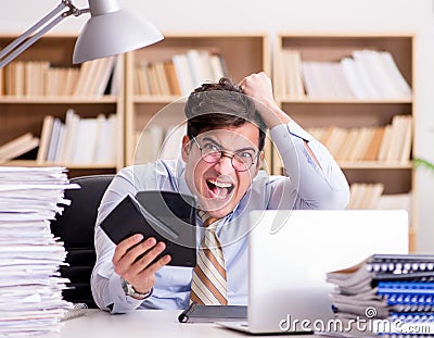 Funny accountant bookkeeper working in the office Stock Photo