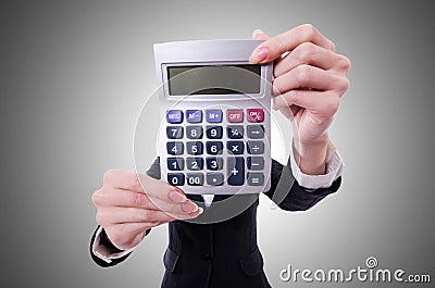 Funny accountant with calculator Stock Photo