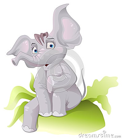 Funny African elephant with big ears Vector Illustration