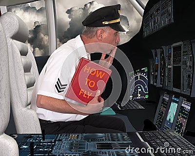 Funny Airline Pilot Learn to Fly Stock Photo