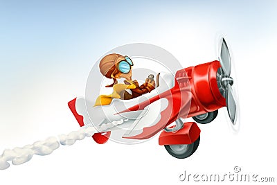 Funny airplane, 3d vector cartoon Vector Illustration