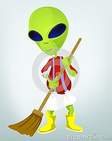 Funny Alien Cartoon Illustration Stock Photo