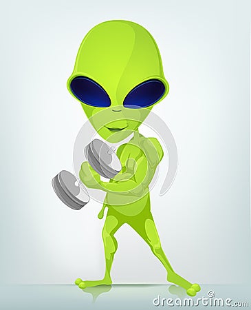 Funny Alien Cartoon Illustration Stock Photo