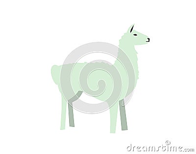 Funny alpaca, lama. Flat vector illustration. Isolated on white background. Vector Illustration