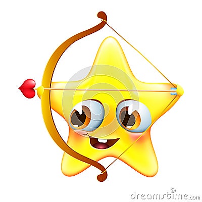 Funny amur star with bow and arrow Vector Illustration