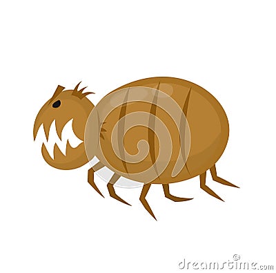 Funny angry flea. Pets parasite. Vector flat Vector Illustration