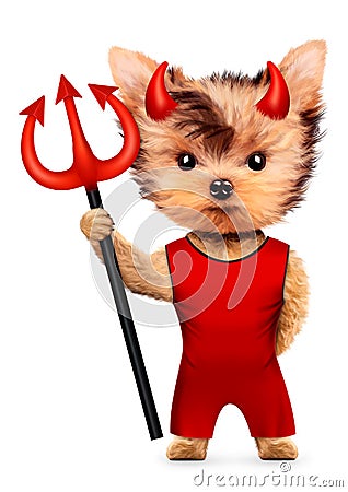 Funny animal Devil. Halloween and Evil concept Cartoon Illustration