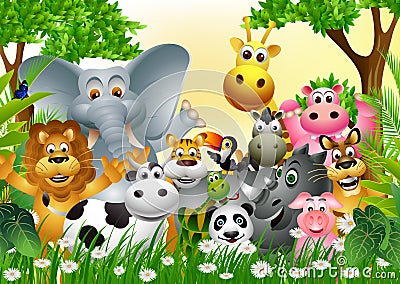 Funny animal wildlife cartoon collection Cartoon Illustration