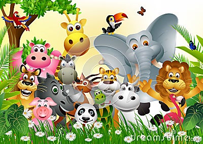 Funny animal wildlife cartoon collection Cartoon Illustration