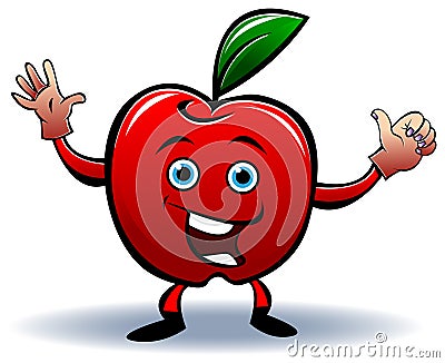 Funny apple cartoon Vector Illustration