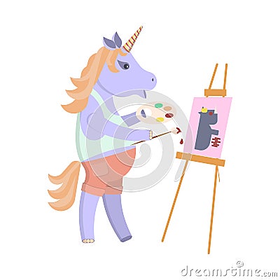 Funny artist animal character Vector Illustration