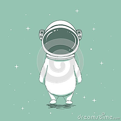 Funny astronaut bear Vector Illustration