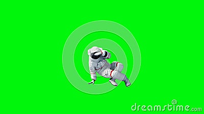 Funny astronaut dancing . Green screen. 3d rendering. Stock Photo