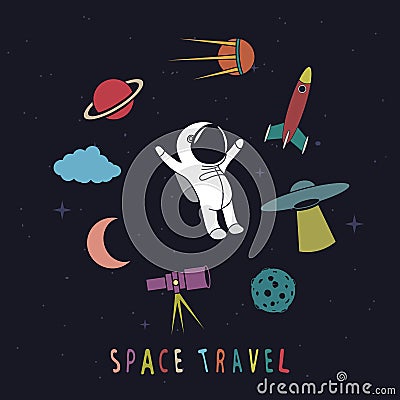 Funny astronaut Vector Illustration