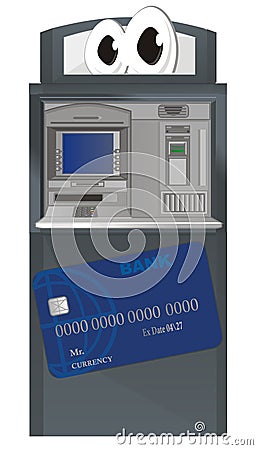 Funny ATM with card Stock Photo