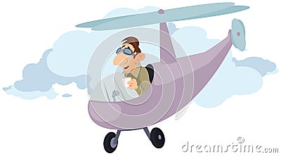 Funny aviator in cute helicopter. Illustration for internet and mobile website Vector Illustration