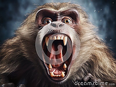 Ai Generated illustration Wildlife Concept of Funny baboon monkey Cartoon Illustration