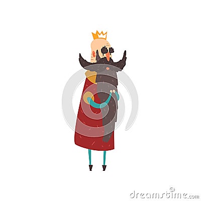 Funny bald bearded character king character cartoon vector Illustration Vector Illustration