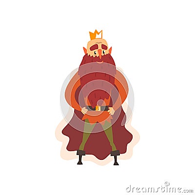 Funny bald majestic king character cartoon vector Illustration on a white background Vector Illustration