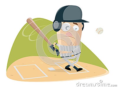 Funny baseball batter is ready for the ball Vector Illustration