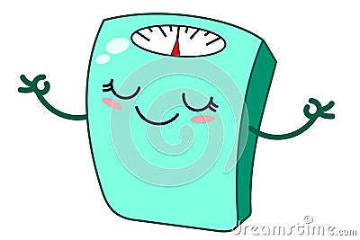 Funny bathroom kawaii scale mascot character mental healthy concept no stress vector illustration isolated Vector Illustration