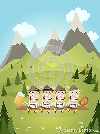 Funny bavarian party background Vector Illustration