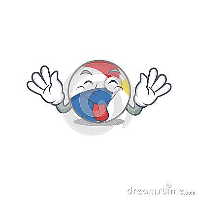 Funny beach ball mascot design with Tongue out Vector Illustration